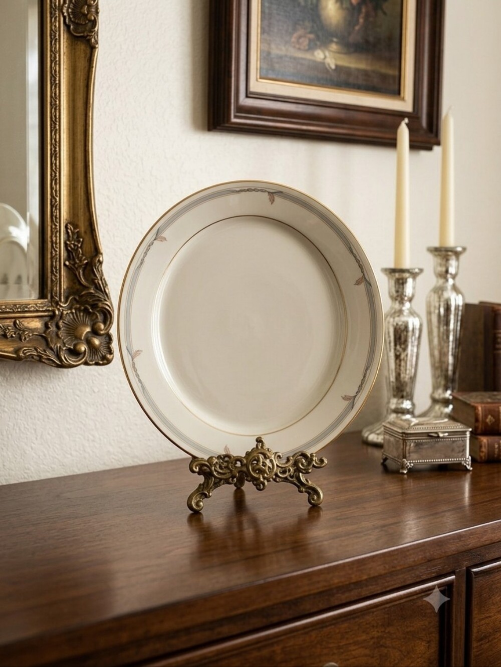 Lenox Gramercy Ivory Oval Dinner Platter with Gold Trim